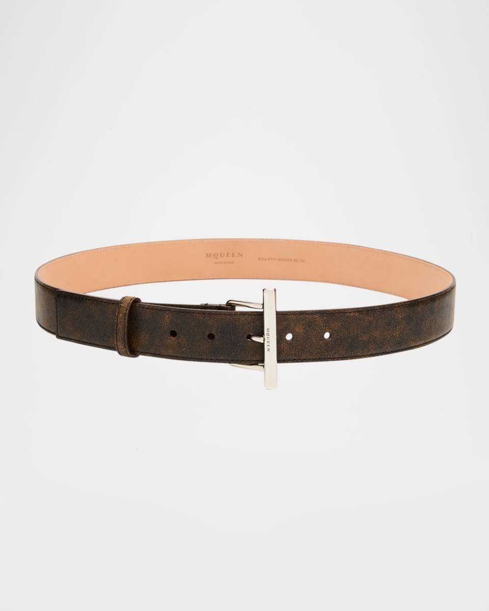 T-Bar Skinny Leather Belt